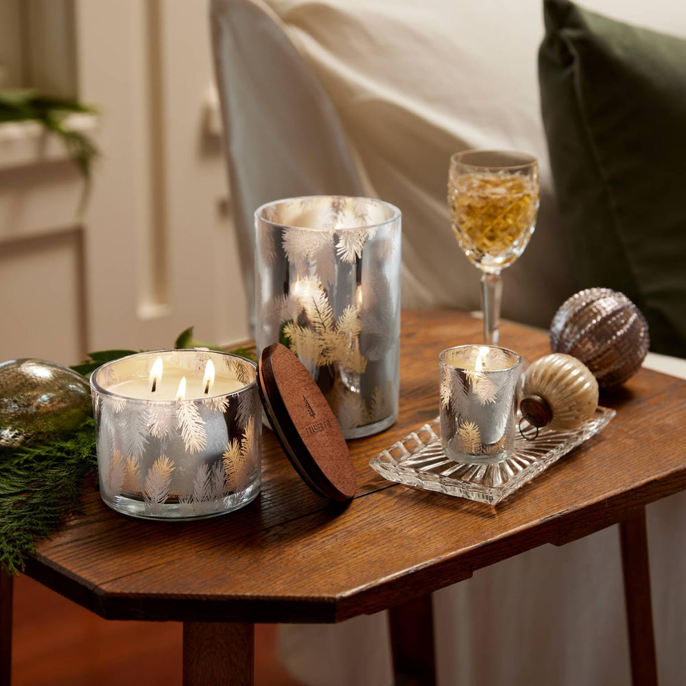 Frasier Fir candle 20 oz packaging and silver finish