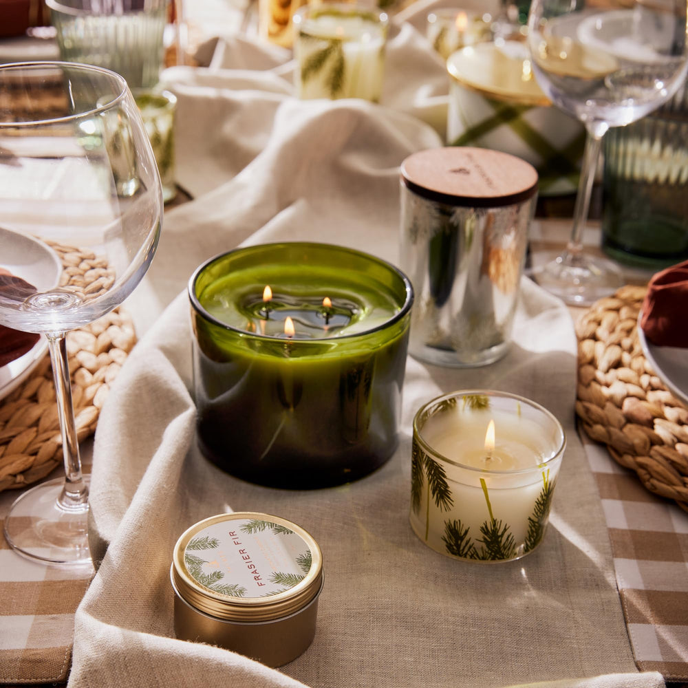 Made-in-USA Thymes luxury candle artwork and packaging.