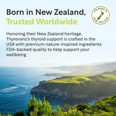 Label showing cGMP and Made in USA certification for THYROVANZ thyroid support complex