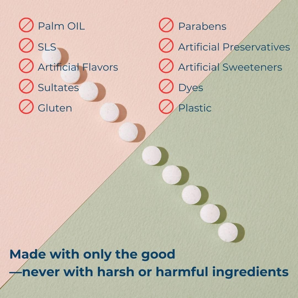 Sweet Spicy Cinnamon flavor toothpaste tablets close-up
