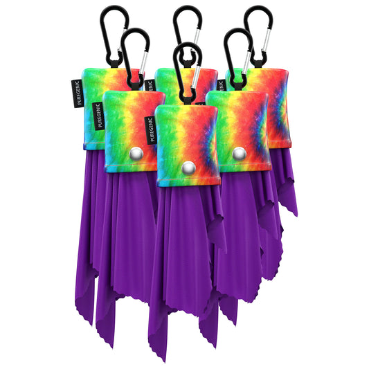 Tie-dye microfiber glasses cleaning cloths six-pack with pouch – image 1