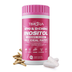 Timora 10-in-1 inositol bottle and capsules