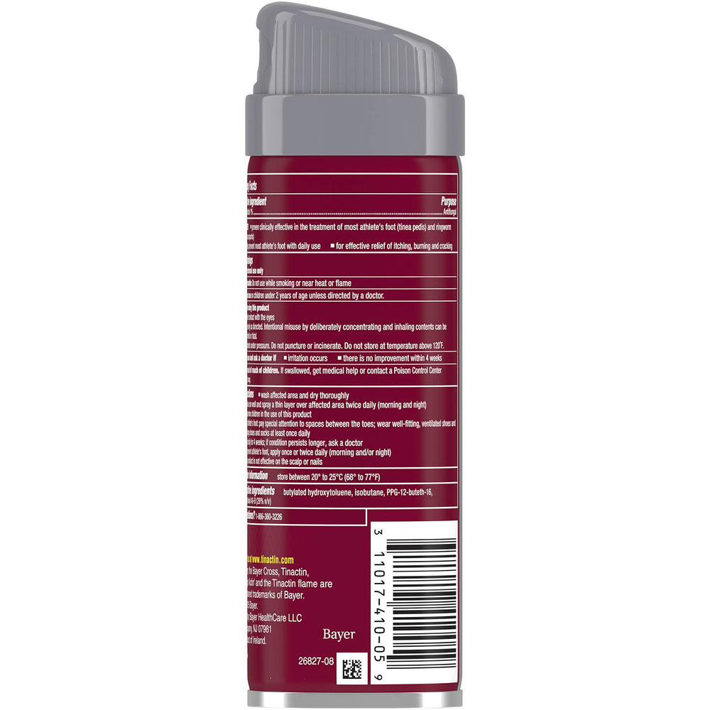 Tinactin antifungal liquid spray nozzle delivering even coverage on skin.