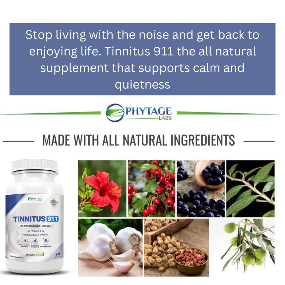 Tinnitus 911 bottle with a glass of water for daily use