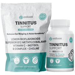 Bottle of Tinnitus Relief Pills with product label