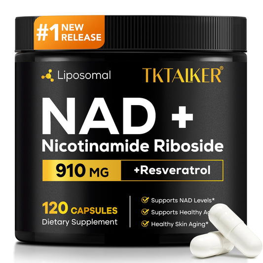 Bottle of TKTALKER NAD Supplement with 910mg capsules
