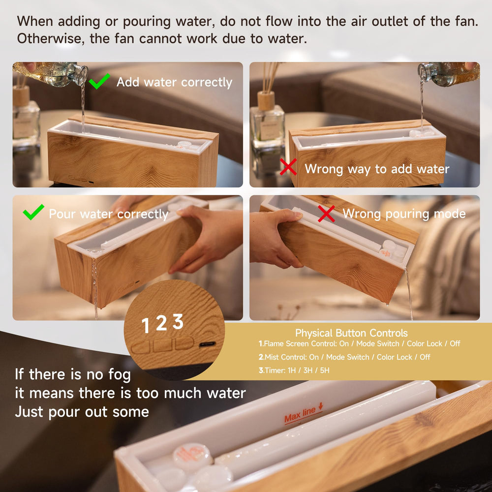 Diffuser placed on a desk in a modern home office or yoga space