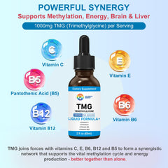 TMG with vitamins C, E, B6 and B12 illustration