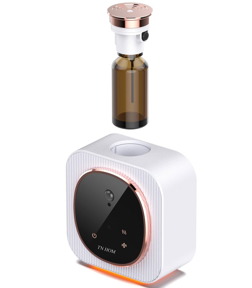 TN HOM Waterless Diffuser front view shows luxe white-gold finish for home ambiance.