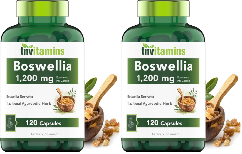 Boswellia Serrata capsules bottle front view – 1200 mg pack of 2