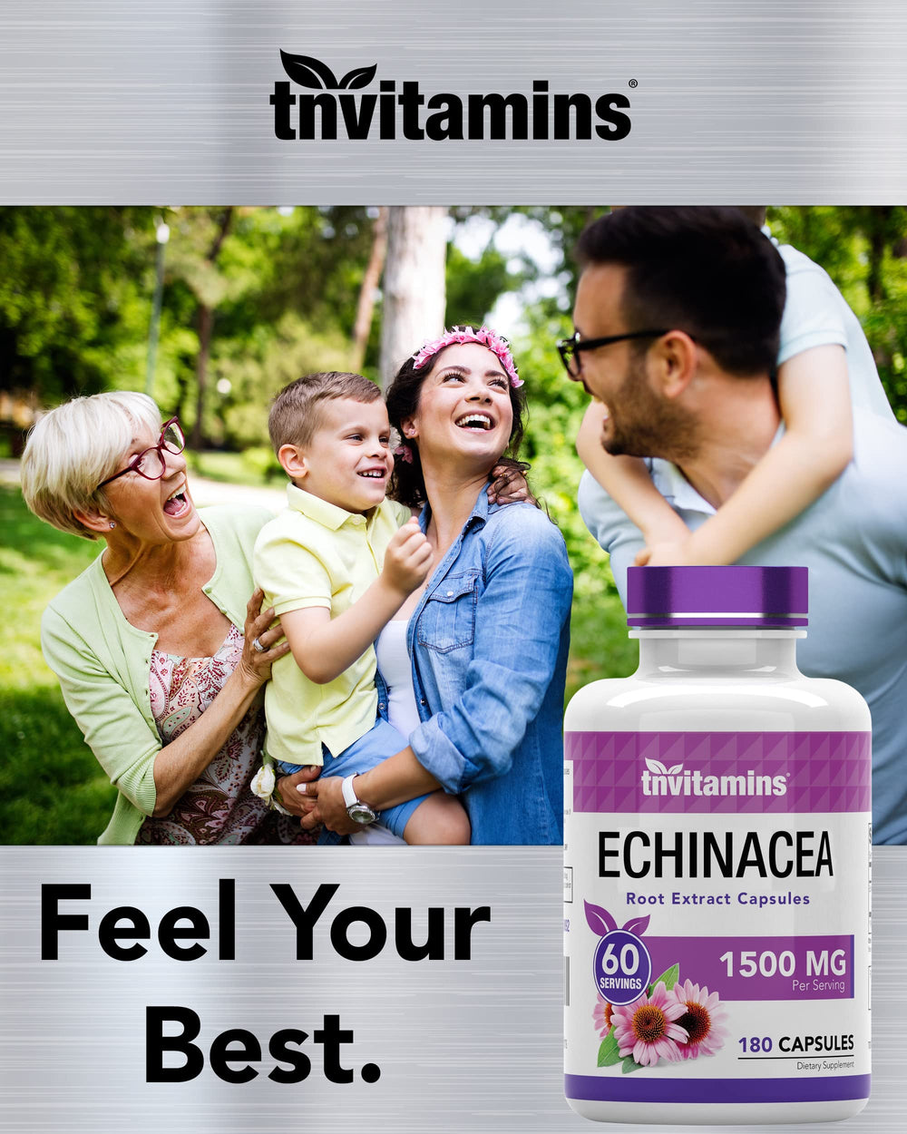 USA-made TNVitamins Echinacea packaging for Pack 2