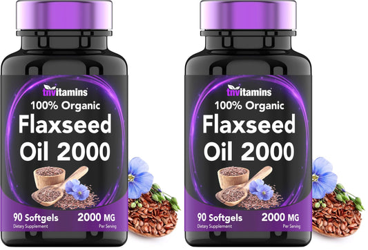 Hero image of tnvitamins Organic Flaxseed Oil Softgels: 2000 mg per serving, 90 softgels, pack of 2