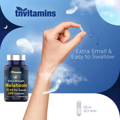 Nutrition facts panel for TNVitamins Melatonin 15 mg
