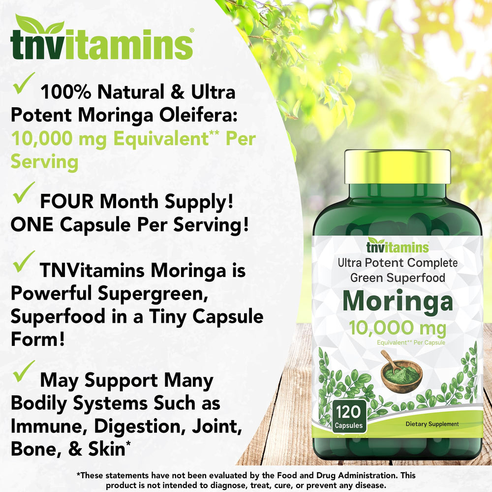 Close-up of Moringa oleifera leaf powder capsules