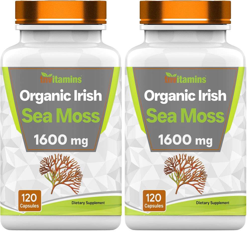 TNVitamins Organic Irish Sea Moss 1600mg per serving, 120 capsules, Pack 2