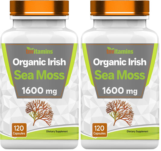 TNVitamins Organic Irish Sea Moss 1600mg per serving, 120 capsules, Pack 2