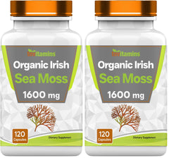 TNVitamins Organic Irish Sea Moss 1600mg per serving, 120 capsules, Pack 2