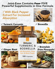 Ingredients list: Turmeric Curcumin, Boswellia Serrata, Ginger Root, Bromelain, Black Pepper