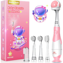 Toddler electric toothbrush with pink astronaut cover