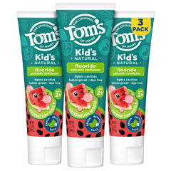 Three 5.1-ounce tubes of Tom's of Maine Watermelon Wiggle Kids Toothpaste
