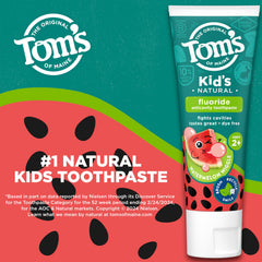 Close-up of Tom's of Maine Watermelon Wiggle toothpaste tubes