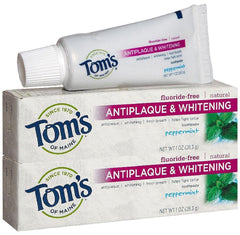 Tom's of Maine Antiplaque Tartar Control Plus Whitening Toothpaste - Peppermint, Trial Size, 1 oz, 2 pack