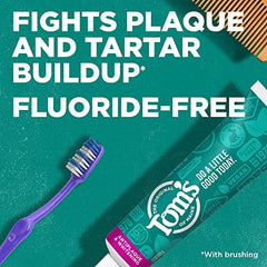 Close-up of Tom's of Maine toothpaste with fennel flavor label