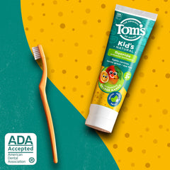 Close-up of Tom's of Maine kids toothpaste tube