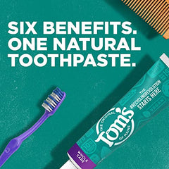 Back view of Tom's of Maine Whole Care Peppermint toothpaste 3-pack packaging