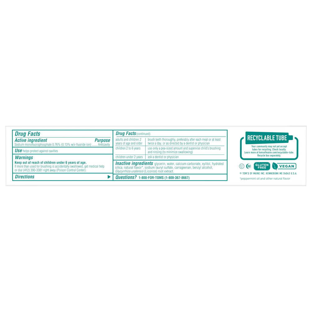 Ingredient panel highlighting natural ingredients in the toothpaste
