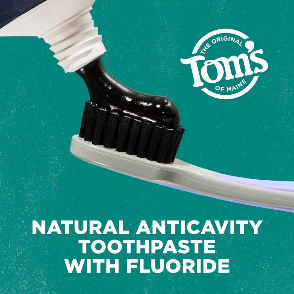 Back view showing ingredients and recycling information on Tom's of Maine toothpaste 3-pack