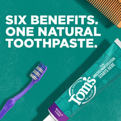 Label showcasing Tom's of Maine Whole Care Toothpaste Peppermint 4 oz