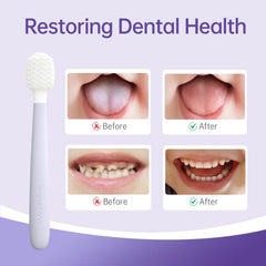 Ultra-soft 360° brush head cleaning all areas of baby's mouth