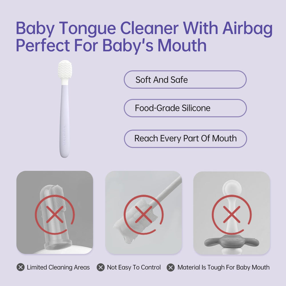 Infant oral care for 0-36 months with Tongueclear Tongue Scraper