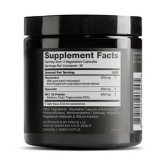 Toniiq 1600mg Resveratrol with MCT Oil bottle back view