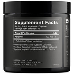 Close-up of Toniiq Apigenin 100mg capsules