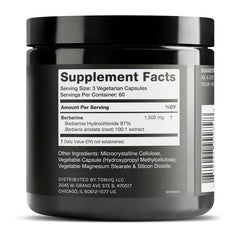 Toniiq Berberine HCl 180 vegetarian capsules for daily use.