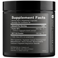 Toniiq Fisetin 500mg capsules closeup highlighting purity and potency for daily use