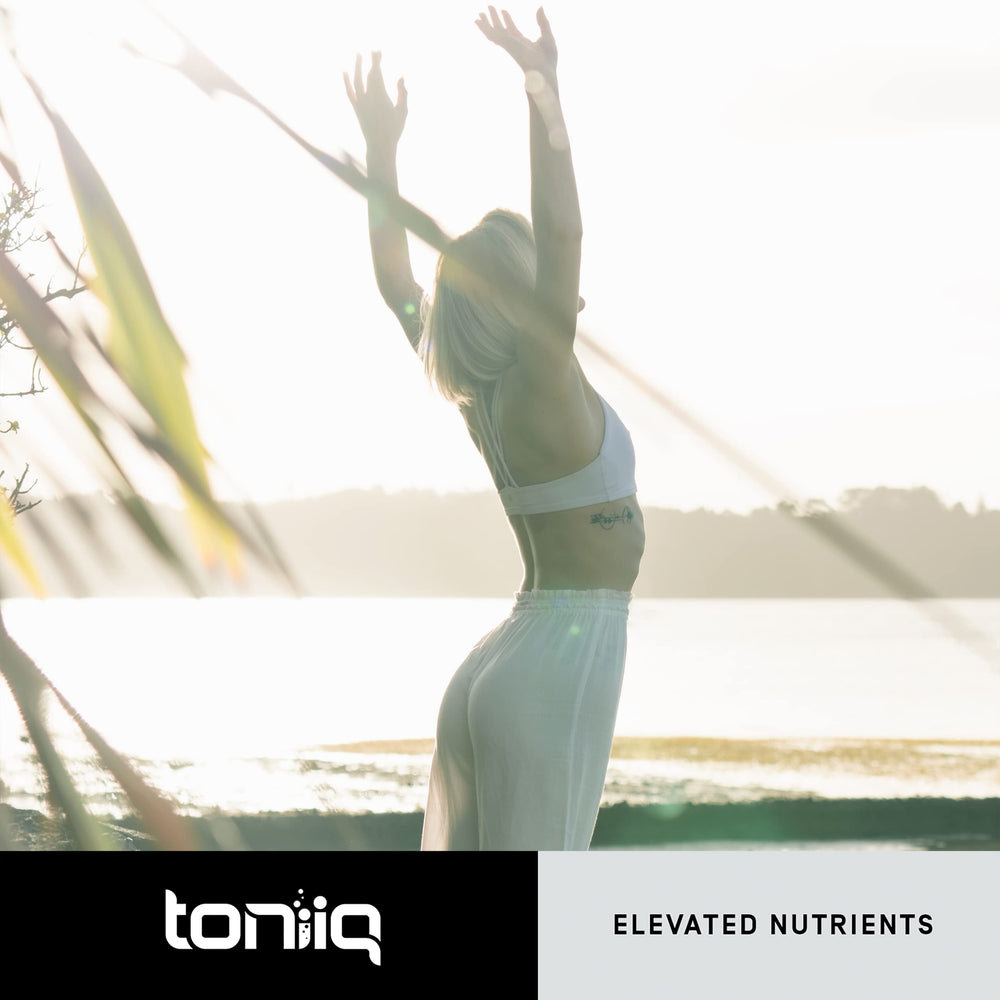 Toniiq Fisetin capsules arranged for daily wellness routine