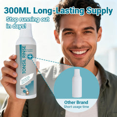 Close-up of Tonsil Stone Remover Mouthwash bottle and label