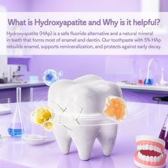 Enamel repair diagram highlighting hydroxyapatite benefits