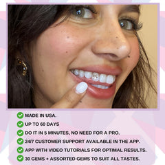 Dental-grade glue for long-lasting sparkle