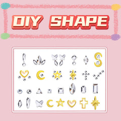 Assorted gem sizes and shapes in the kit