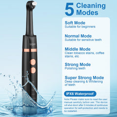 Umbrella polishing cup head and pointed brush head for between-teeth stains