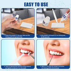 Person smiling after using the tooth repair kit
