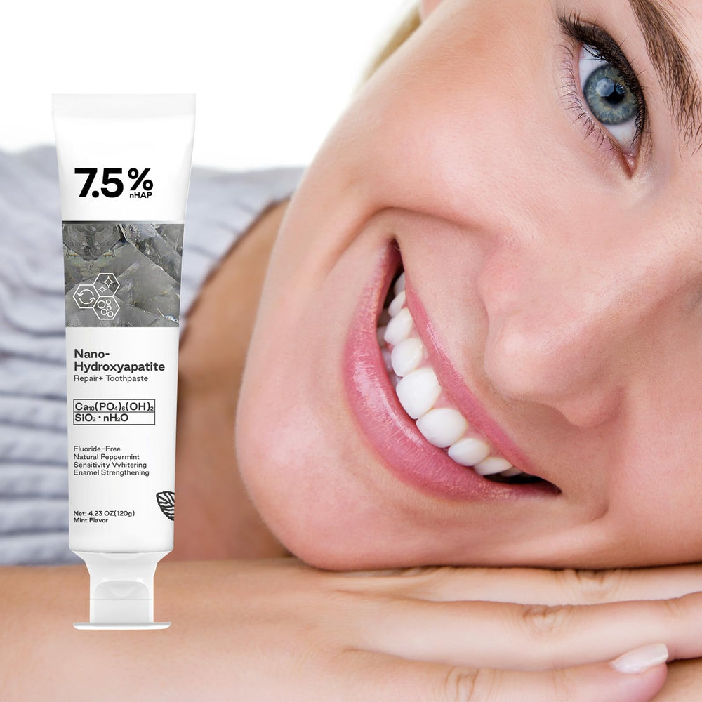 Fluoride-free label on toothpaste tube