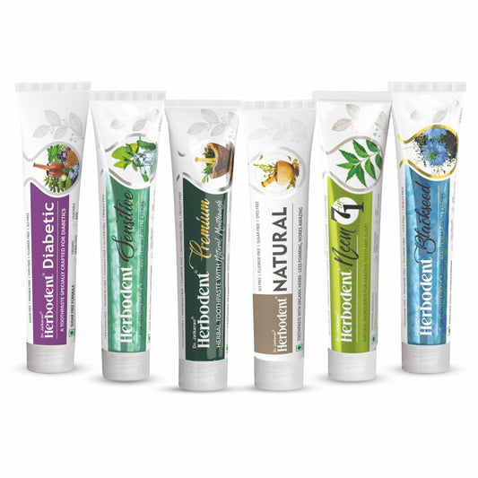 Amazing Toothpaste Mix Pack 3.53oz by Herbodent – Natural, Premium, Sensitive, Blackseed, Diabetic, Neem 7-in-1