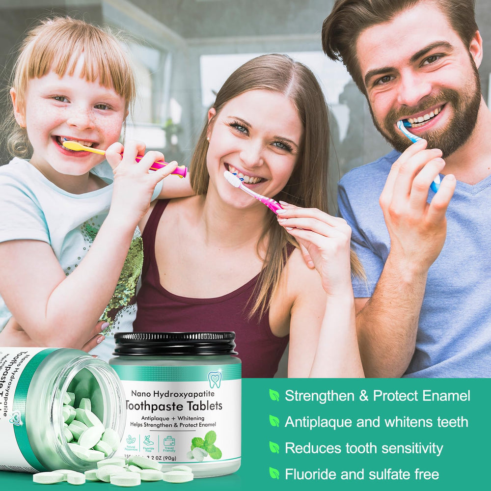 Arranged toothpaste tablets for demonstration