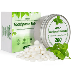 Close-up of nano hydroxyapatite toothpaste tablet