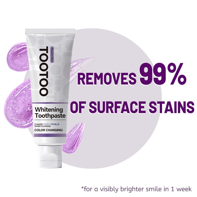 Close-up of toothpaste showing whitening formula and pigment